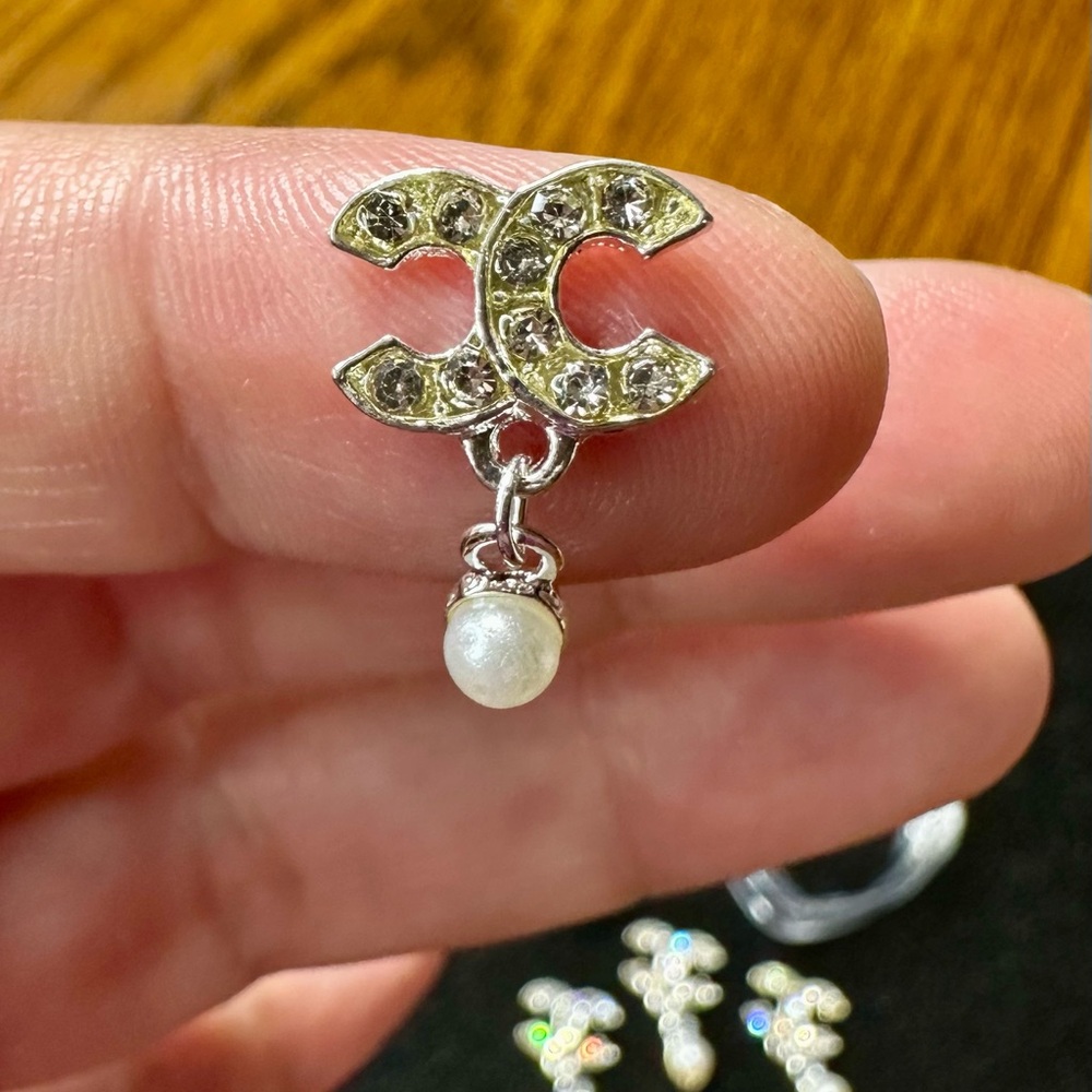 New Silver Dangle Nail Charms and Embellishments